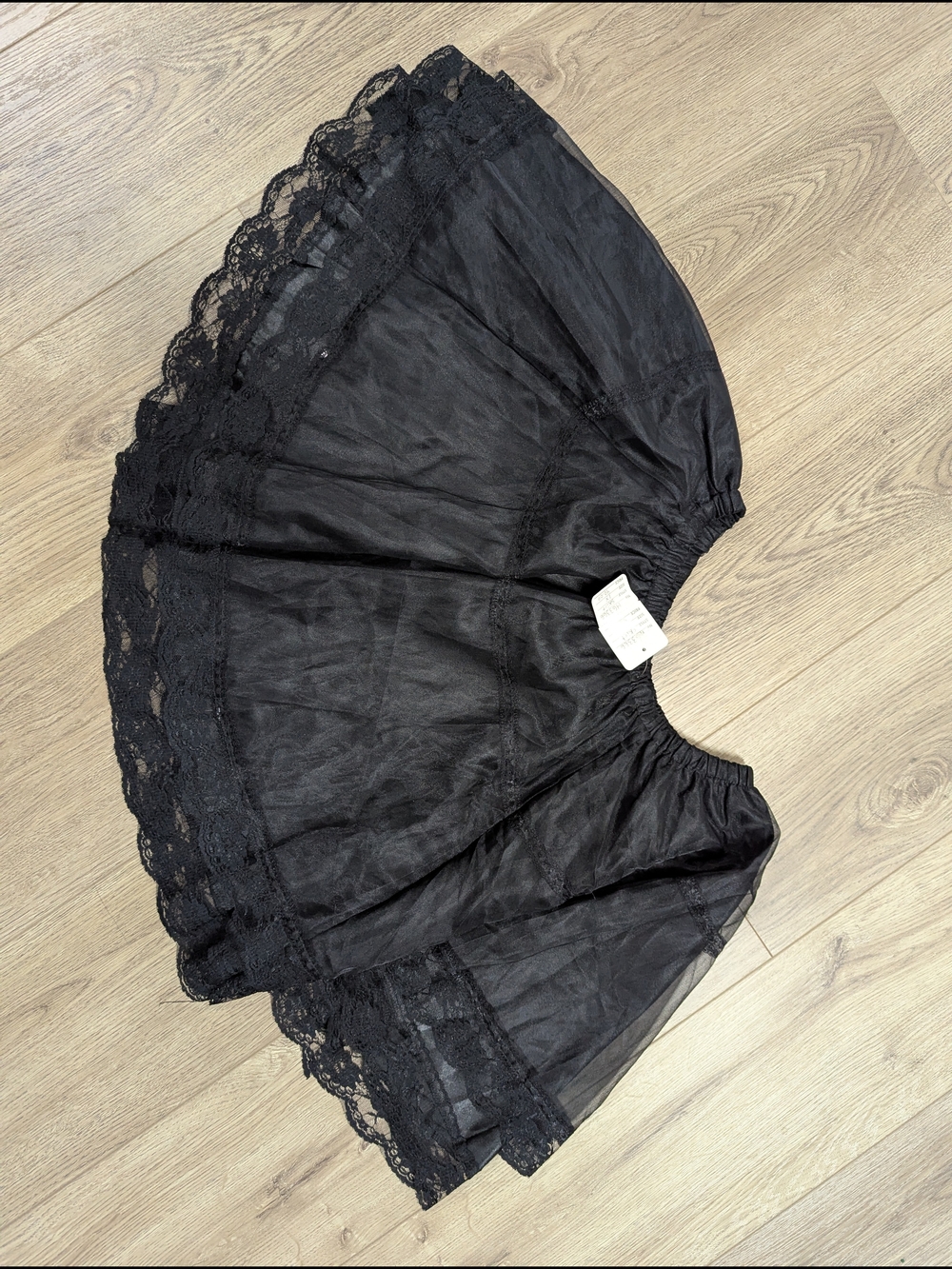 Black Lace Trim Sheer Circle Skirt